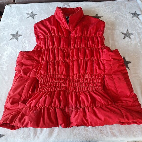 Climate Concepts Plus Size 4X Red  Fleece Lined Zip Puffer Vest Hiking Outdoor - Picture 1 of 10